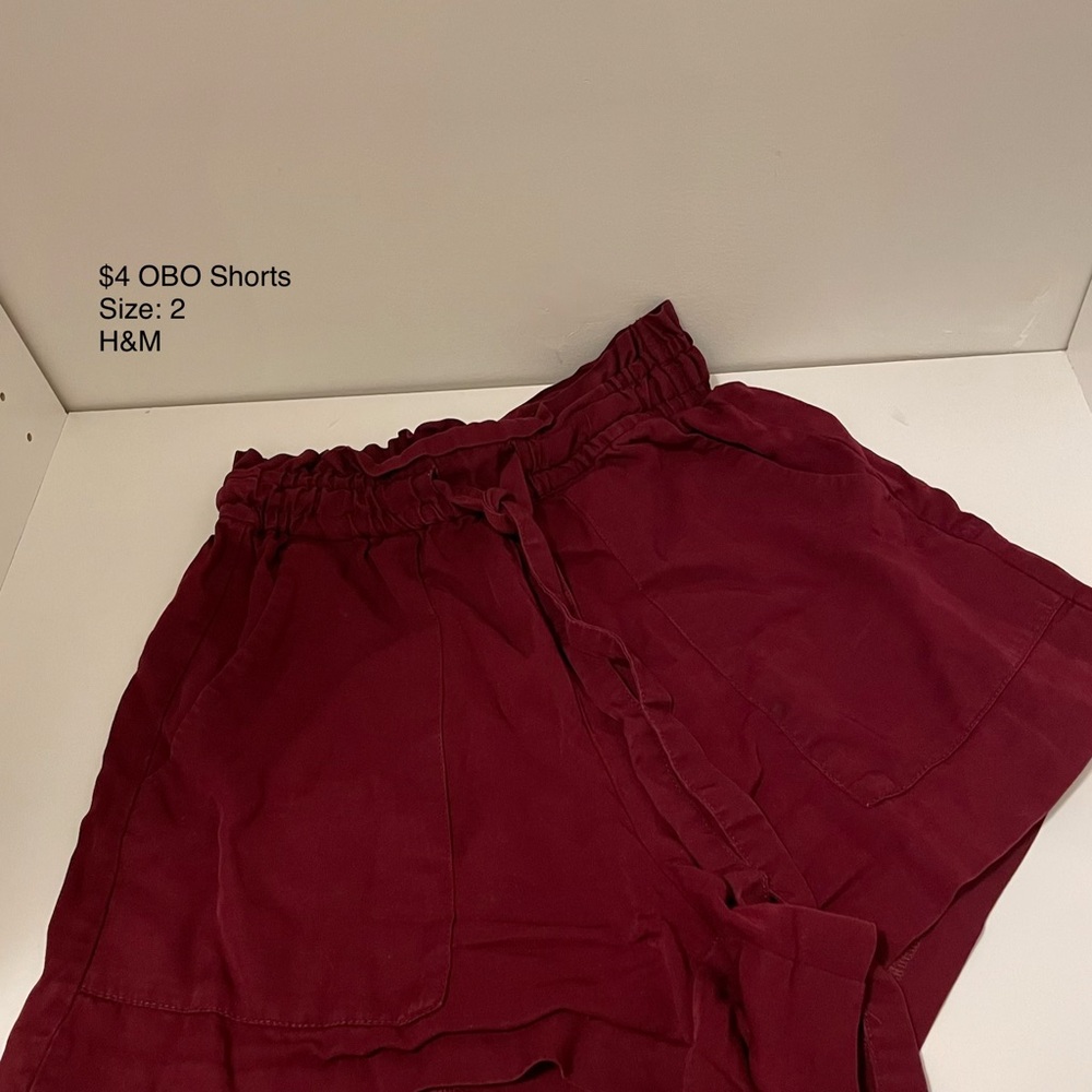 H&M High Waist Shorts - Burgundy